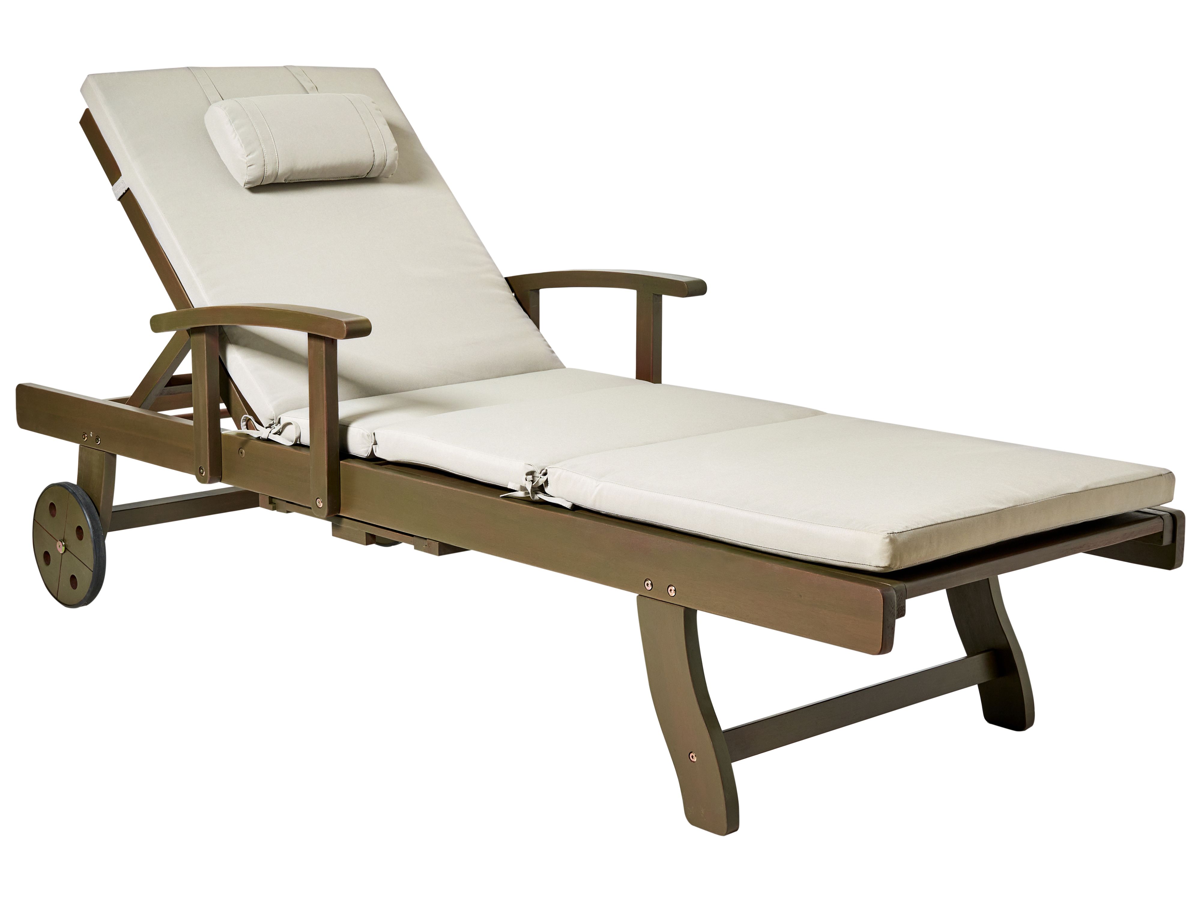 Ligstoel met kussen AMANTEA PREMIUM II Acaciahout Taupe