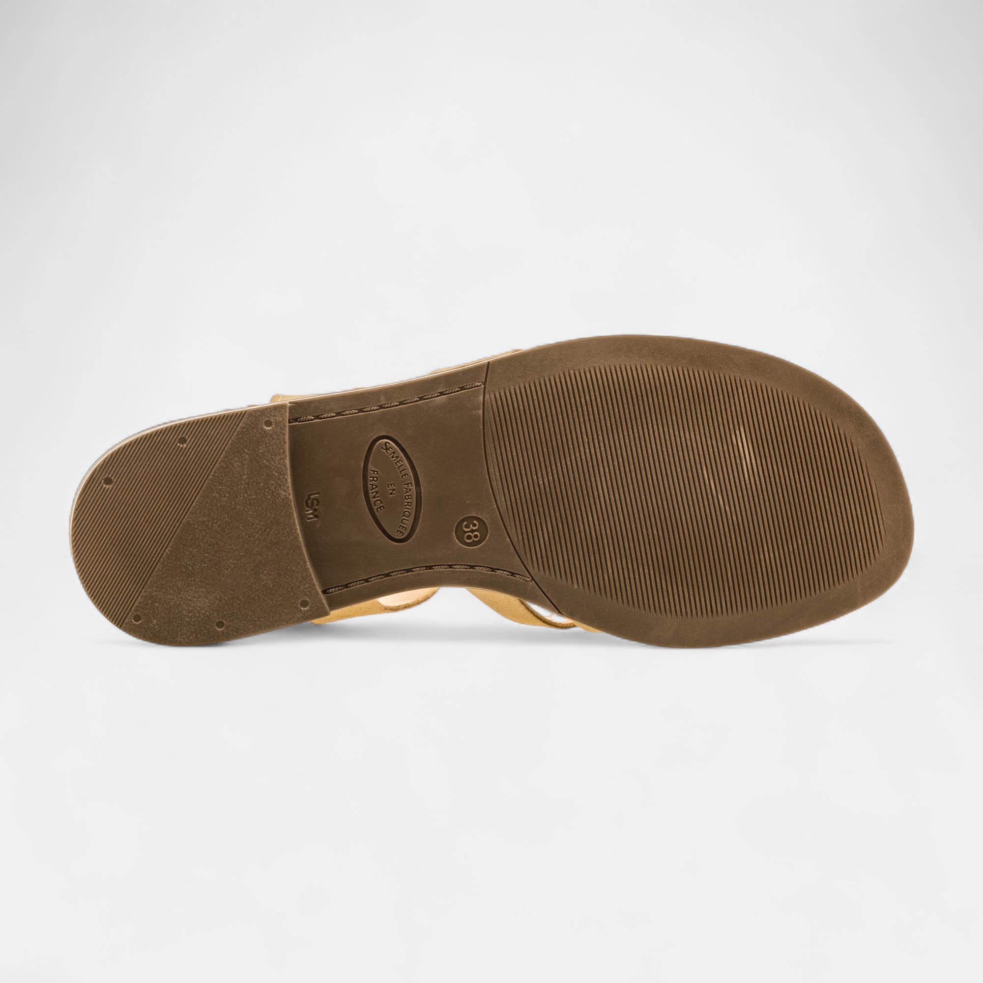 Nu-pieds Femme en cuir beige