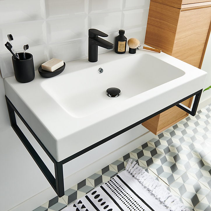 Équerre porte-serviettes pour vasque GoodHome Duala métal noir 60 cm