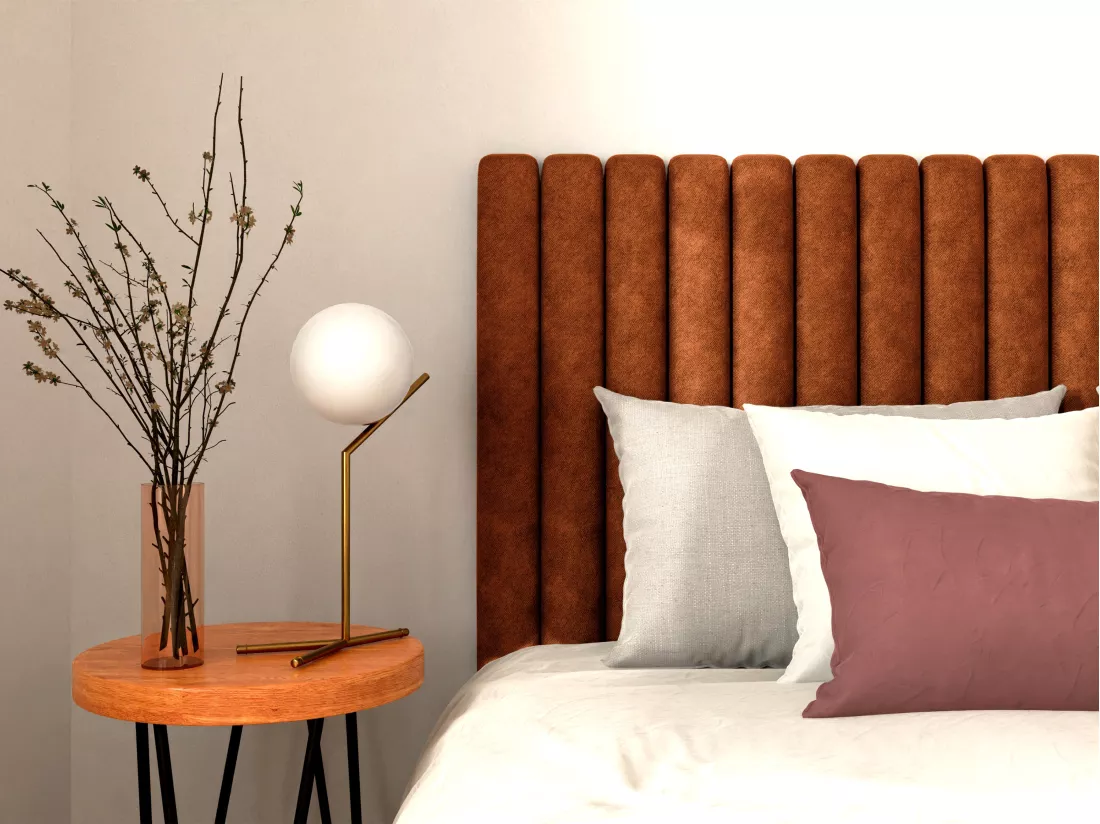 Tête de lit coutures verticales - 150 cm - Tissu - Terracotta - SARAH