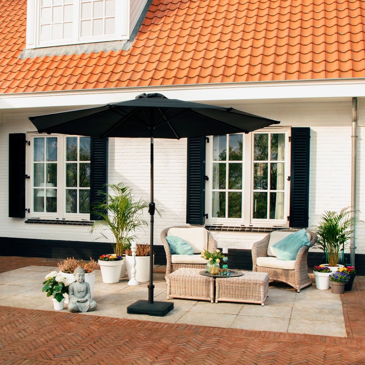 VONROC Recanati Ø300 cm Premium stokparasol - Black