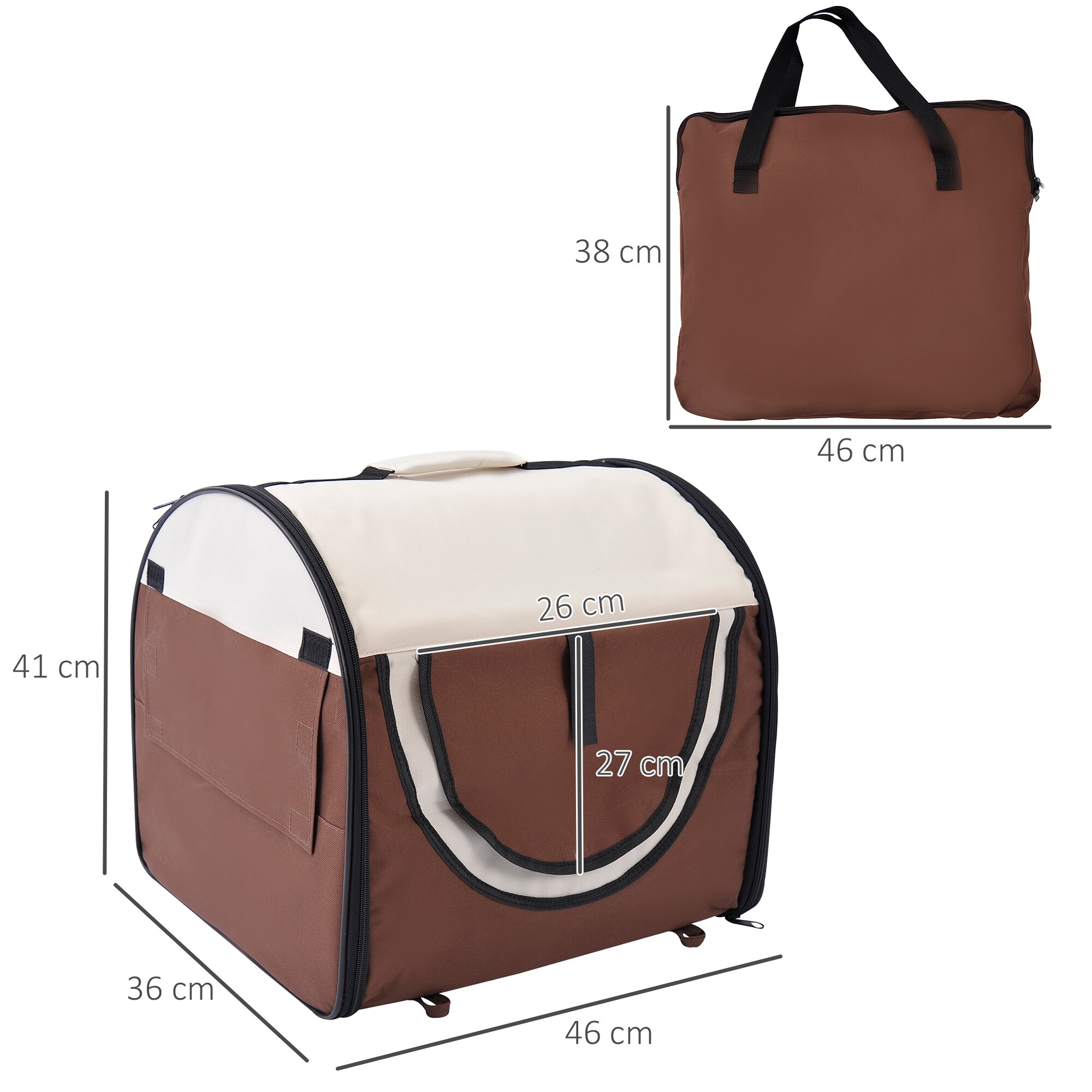 PawHut Hundetransportbox in Größe S S: 46 x 36 x 41 cm (LxBxH)