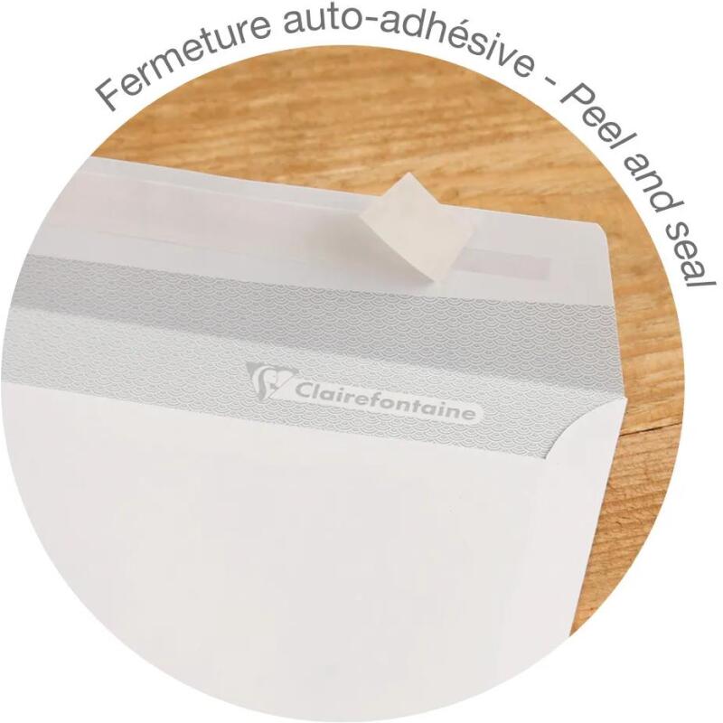 Paquet de 50 Enveloppes Blanches DL-110x220mm - Auto-Adhésives - 80g/m2 - Caisse de 2000 enveloppes. - Blanc