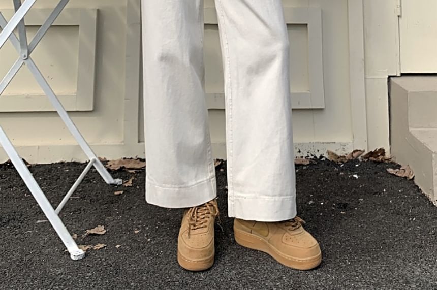 Duwnie - Cropped jeans met hoge taille en wijde pijpen