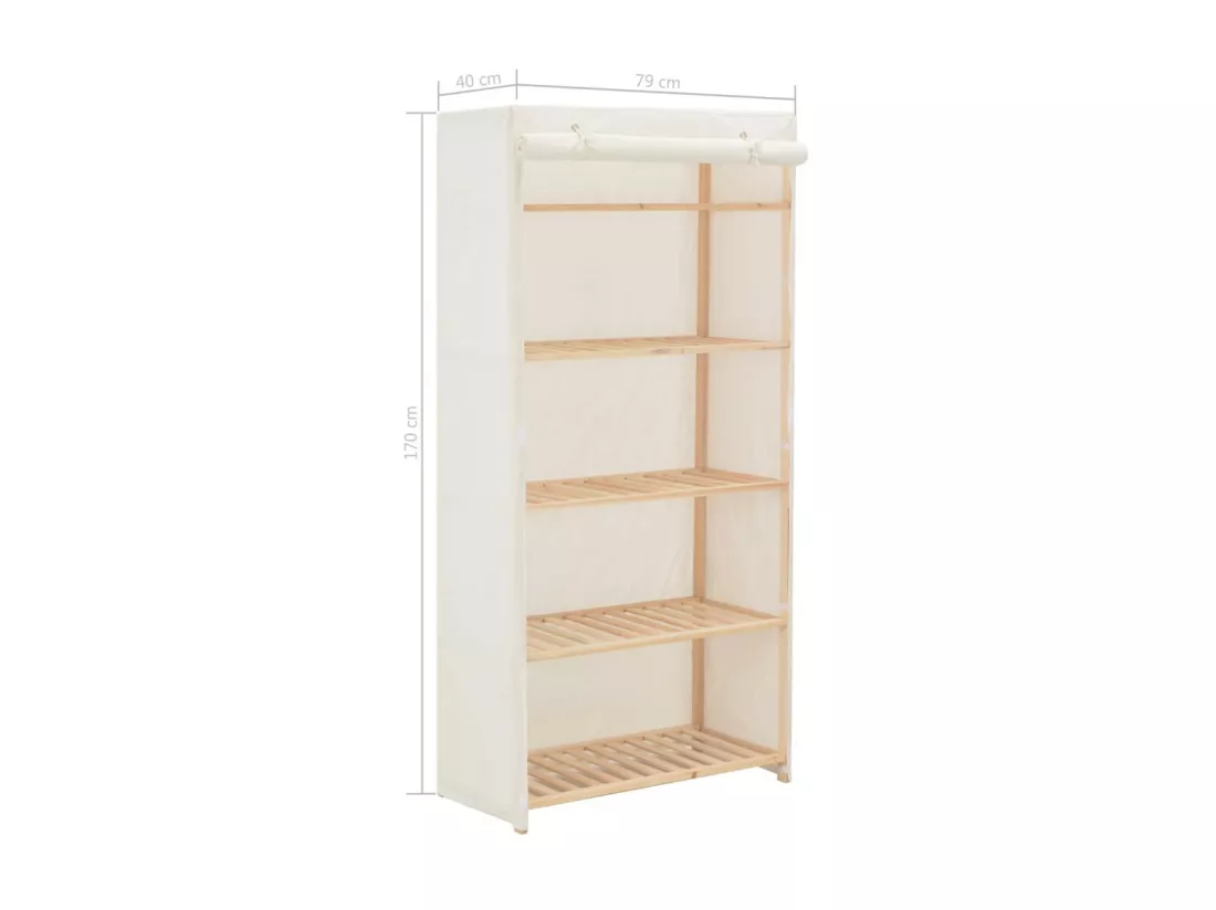 Garde-robe Blanc 79 x 40x170 Tissu