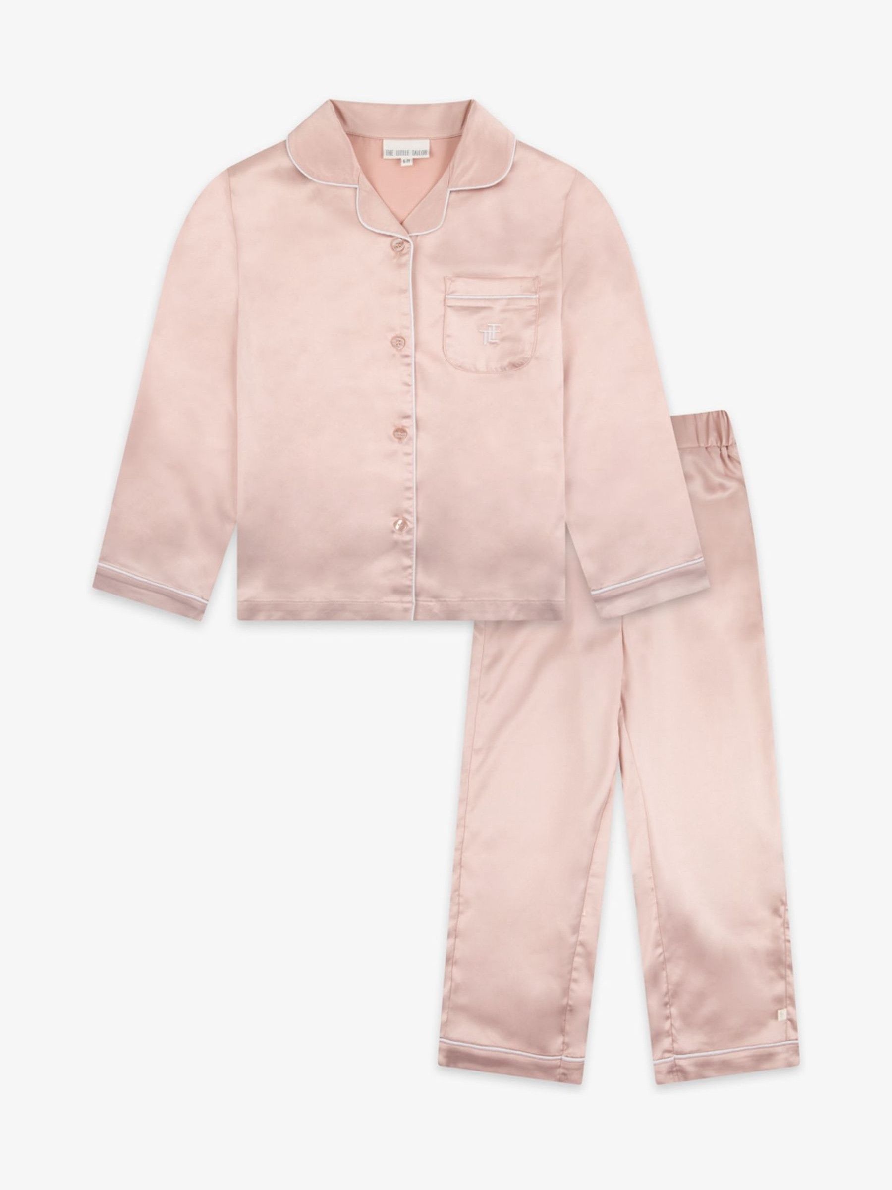 Roze - The Little Tailor Satijnen Kinder Kerstmis Pyjama's met Knoopsluiting