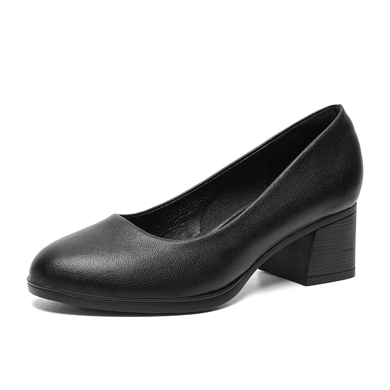 Vrnathyst - Pumps van imitatieleer met ronde neus en dikke hak