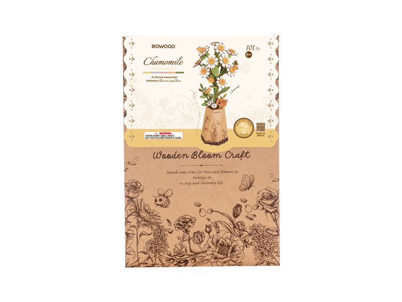 RoboTime Bausatz Chamomile 124-teilig 3D-Puzzle aus lasergeschnittenen Holzteilen