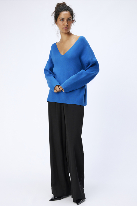 Object blauwe dames trui