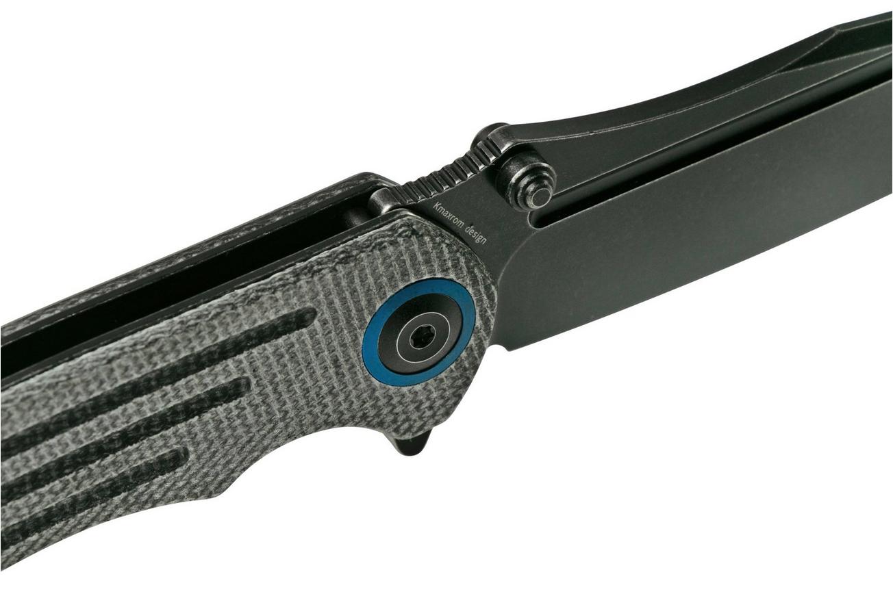 Kansept Pretatout T1032A2 Blackwashed 154CM, Black Micarta zakmes, Kmaxrom design