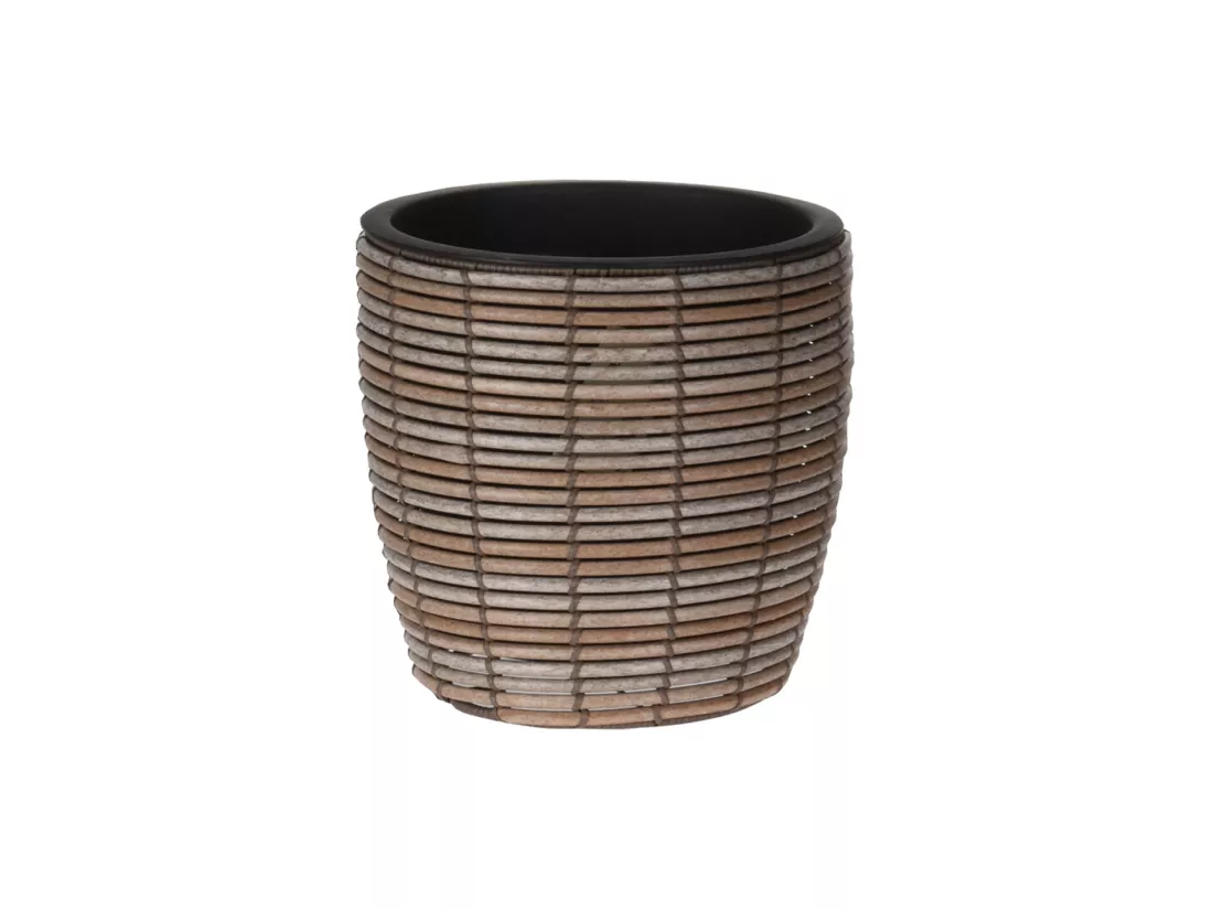 Vase Polyrotin Petit Pot de Plante Marron Intérieur Extérieur