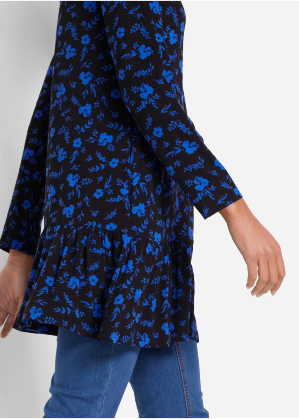 T-shirt tunique imprimé, manches longues