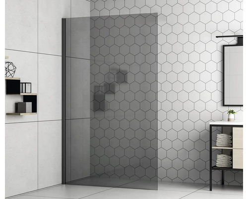 form&style Walk In MODENA 90 x 195 cm Profiel zwart mat Glasdecor grijs vuilafstotende glascoating