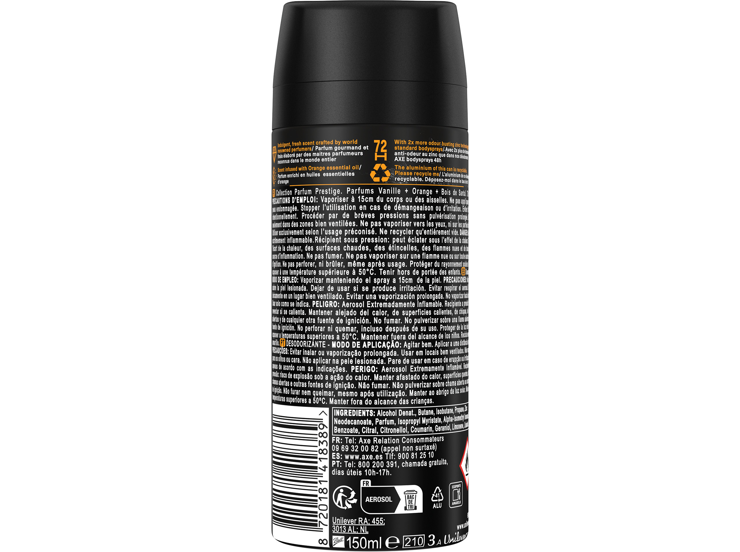 DESODORIZANTE SPRAY AXE BLACK VANILLA 150 ML