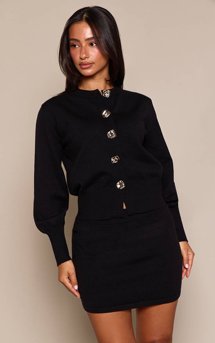 Noir Mini Jupe Ajustée En Maille Côtelée À La Taille Petite