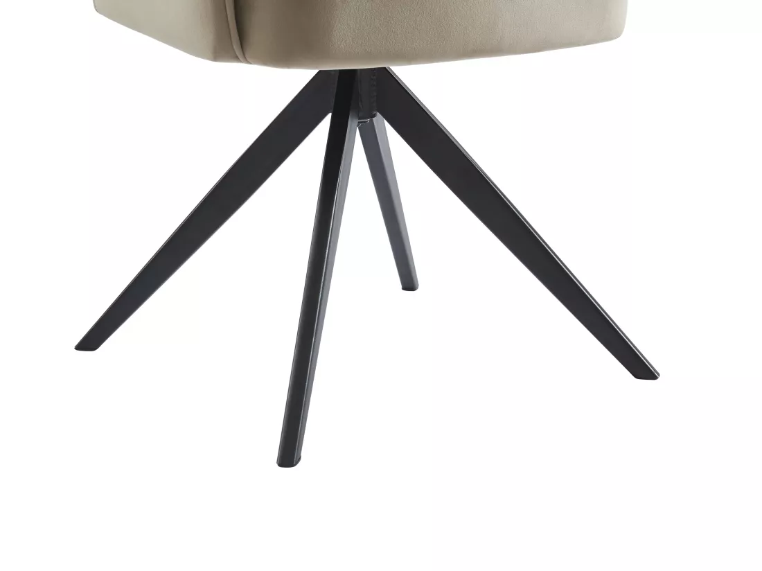 Lot de 2 chaises pivotantes avec accoudoirs en velours et métal noir - Beige - KONYA
