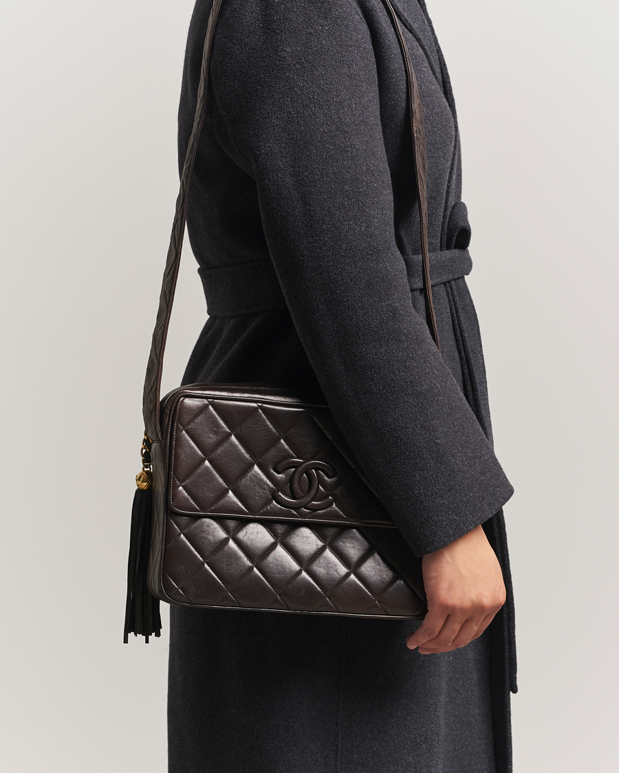 Chanel Pre-Owned Tassel Flap Shoulder Bag Black Lambskin