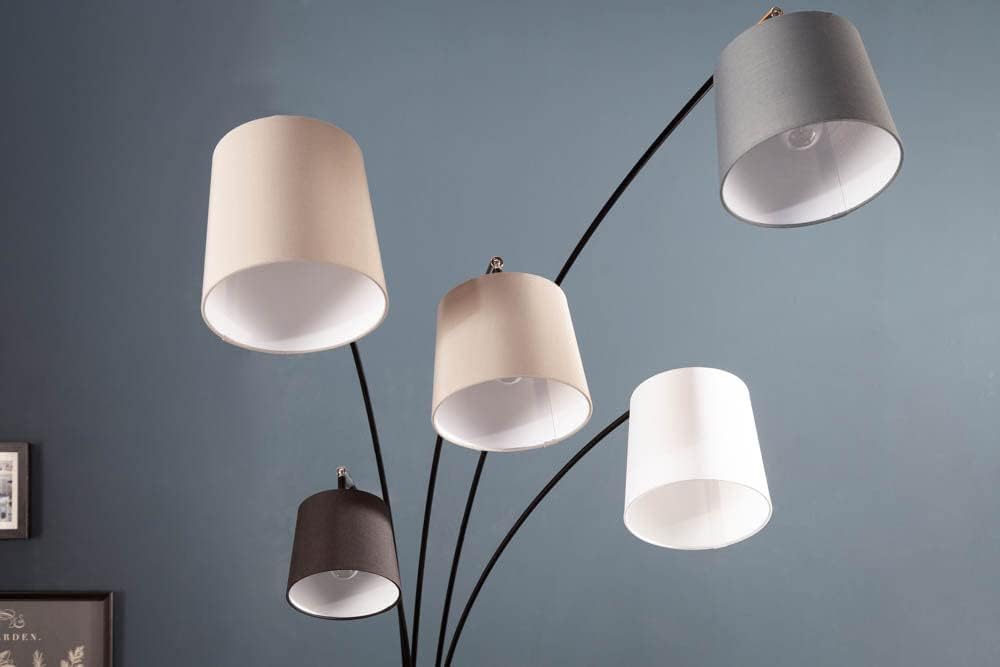 invicta INTERIOR Design Bogenlampe LEVELS schwarz glänzend Marmorfuß Stehleuchte Leuchte Lampe Wohnzimmerlampe