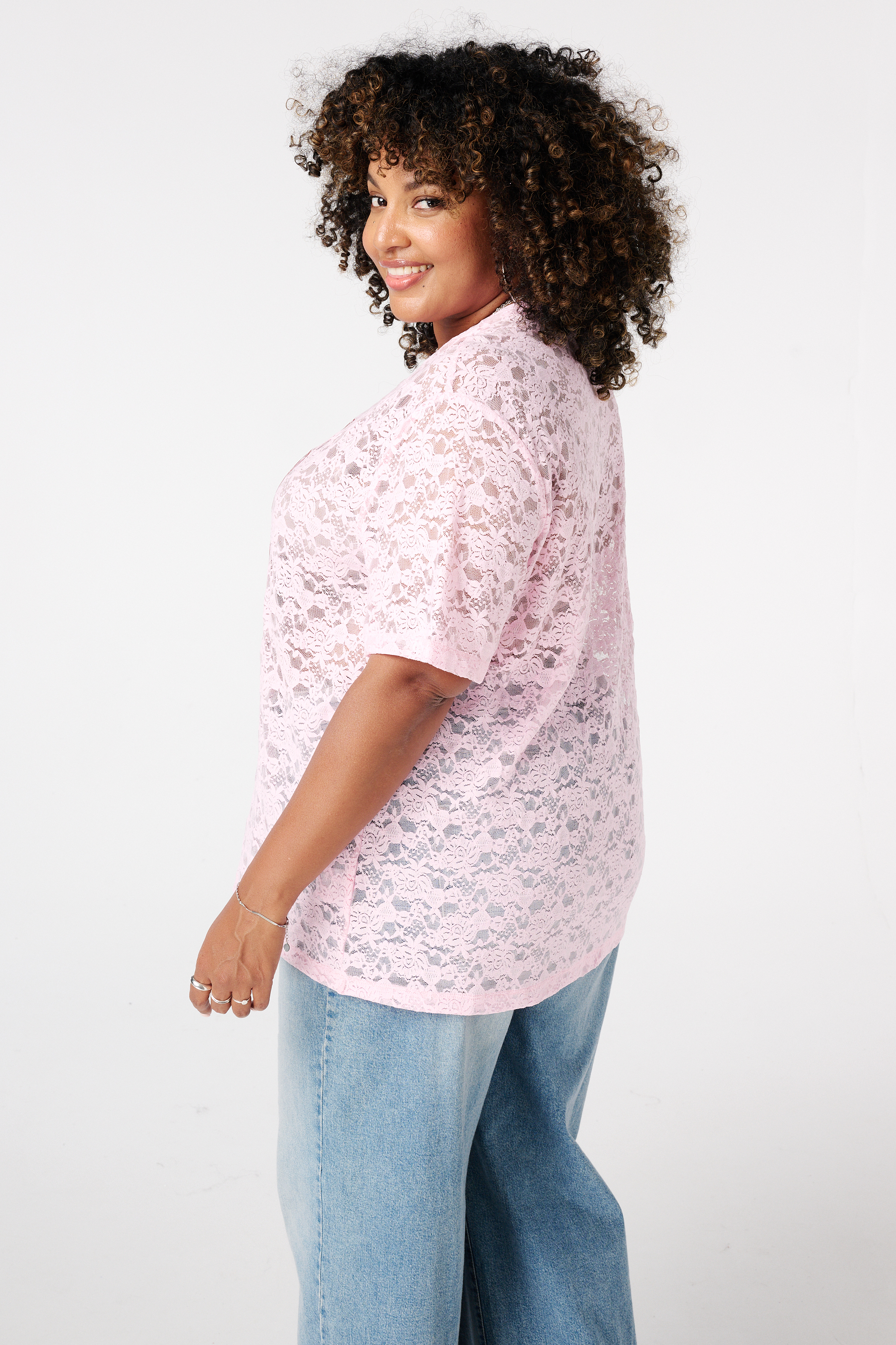 Sportief T-shirt van kant Licht pink