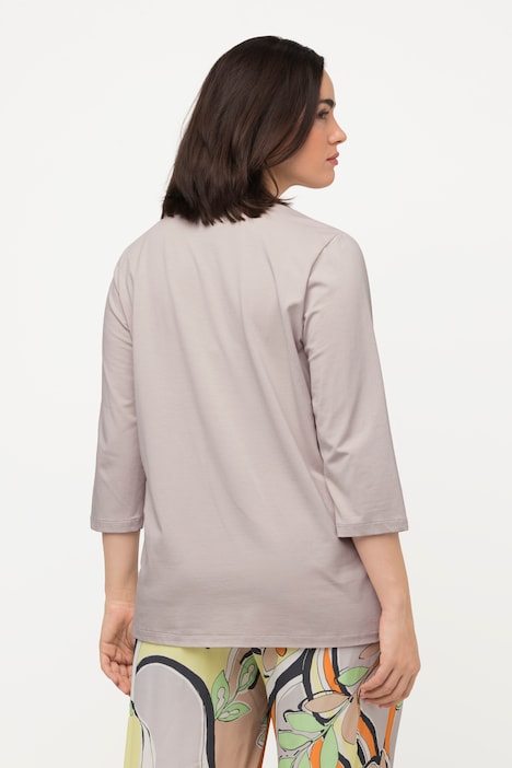 Shirt, Zierring, drapierter Ausschnitt, 3/4-Arm