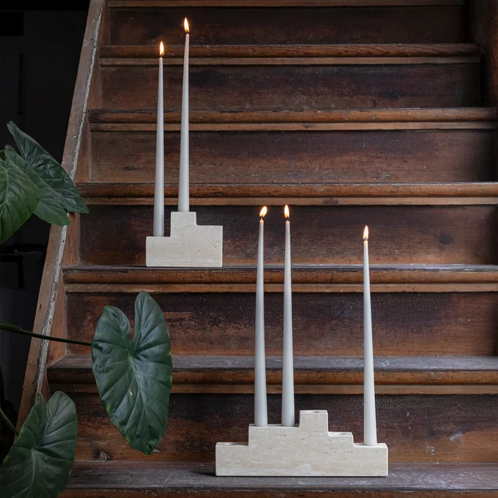 Mette Ditmer - Step Kerzenhalter, six Travertine leinen