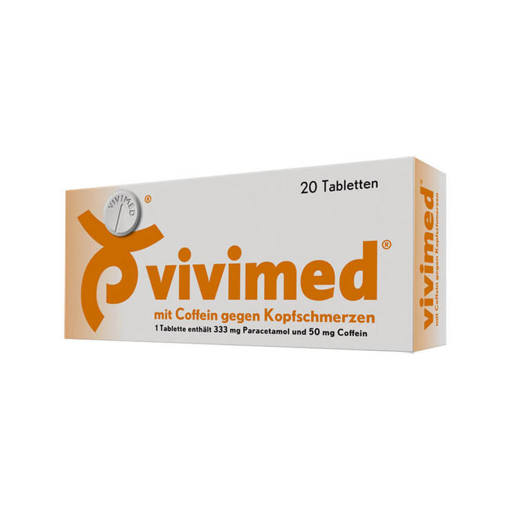 vivimed® mit Coffein gegen Kopfschmerzen, Schmerztabletten mit Paracetamol, 20 St