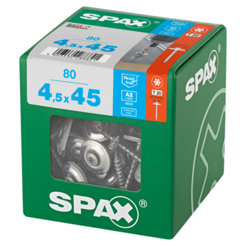 Spax plaatmetaalschroef 4,5 x 45 mm rvs a2 80 stuks