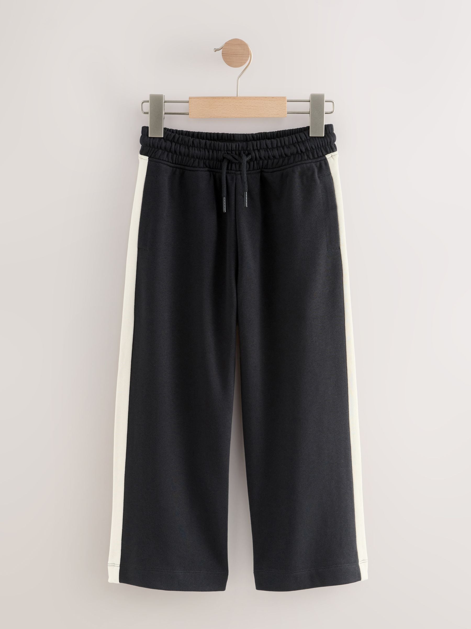 Zwart - Joggingbroek met vlakken en wijde pijpen (3-16jr)