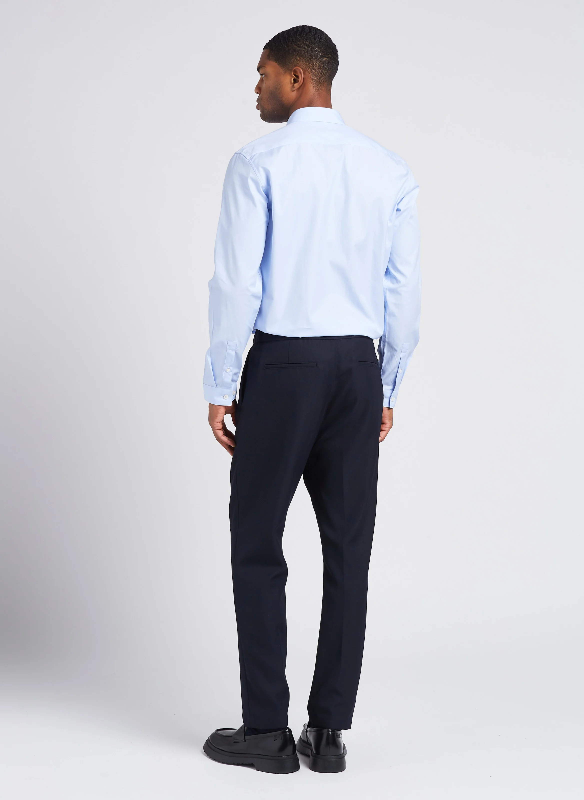 KERME - Chemise col classique slim-fit en coton | Bleu