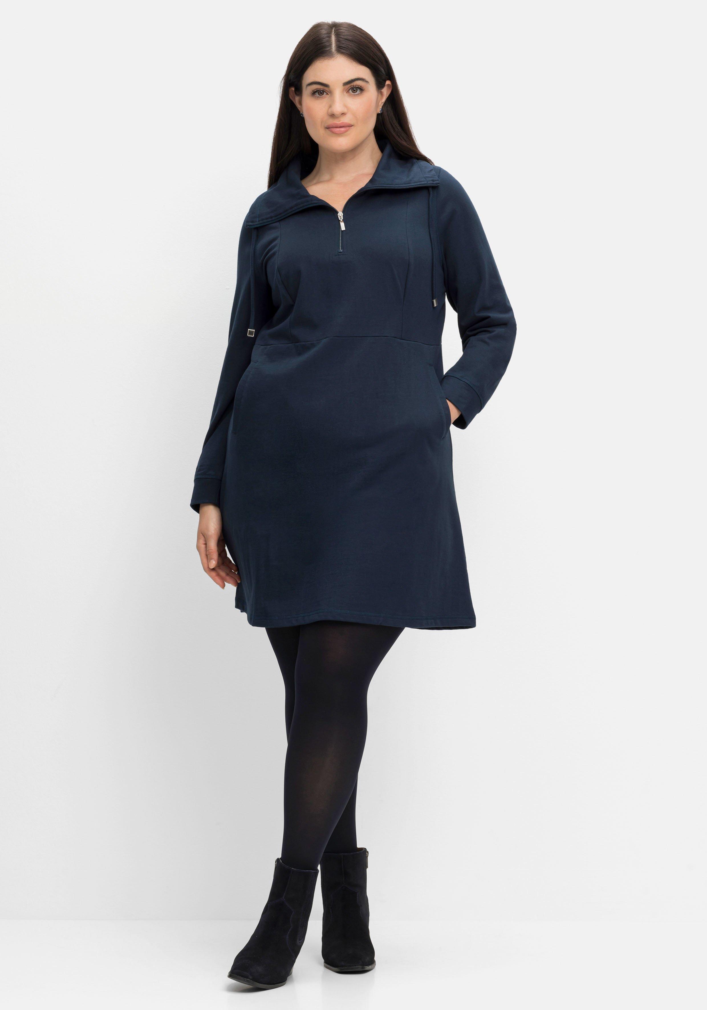Sweatkleid mit Troyerkragen und Taschen