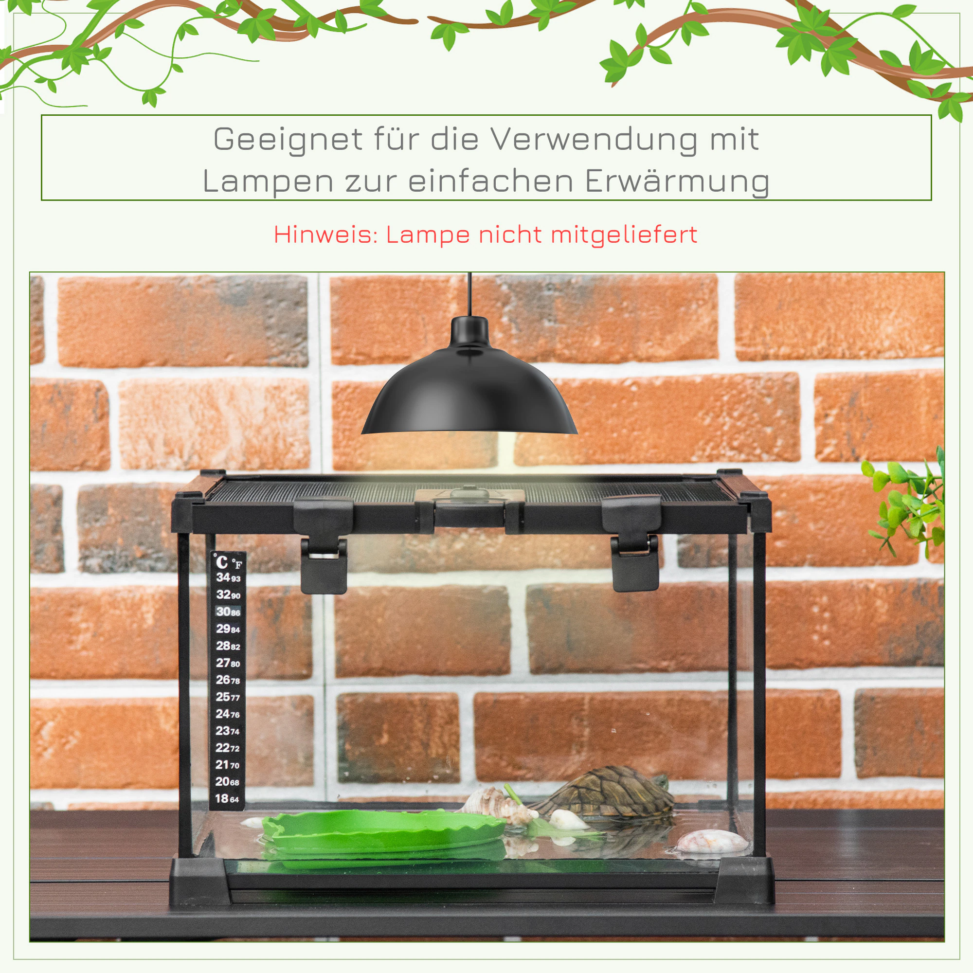 PawHut Terrarium mit abschließbarem Meshdeckel schwarz 50L x 30B x 25H cm