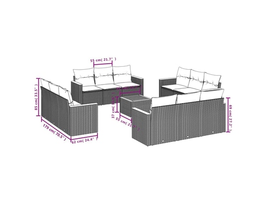 LES TENDANCES - Salon extérieur Salon de jardin-gris clair-12 places-55x62x69-454518