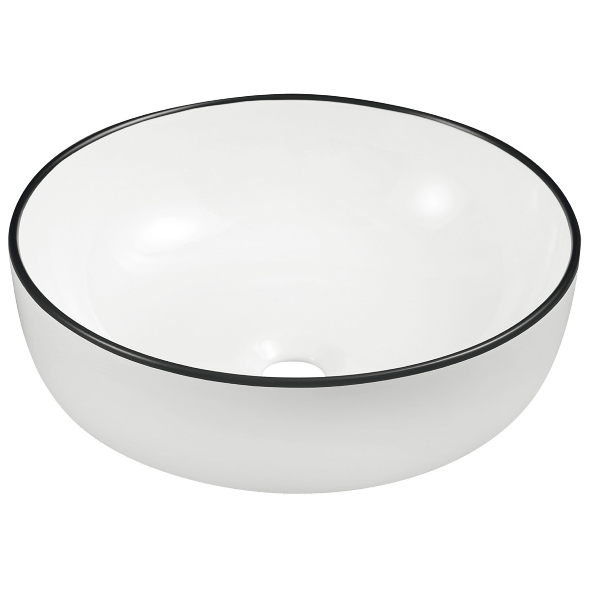 Kerra KR98 waskom rond wit met zwarte rand 41.5x41.5x13cm