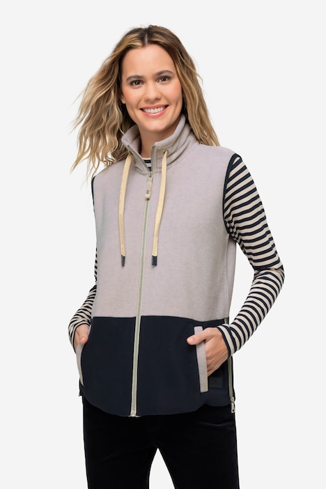 Weste, Fleece, Colorblocking, Stehkragen, Seitenzipper, OEKO-TEX