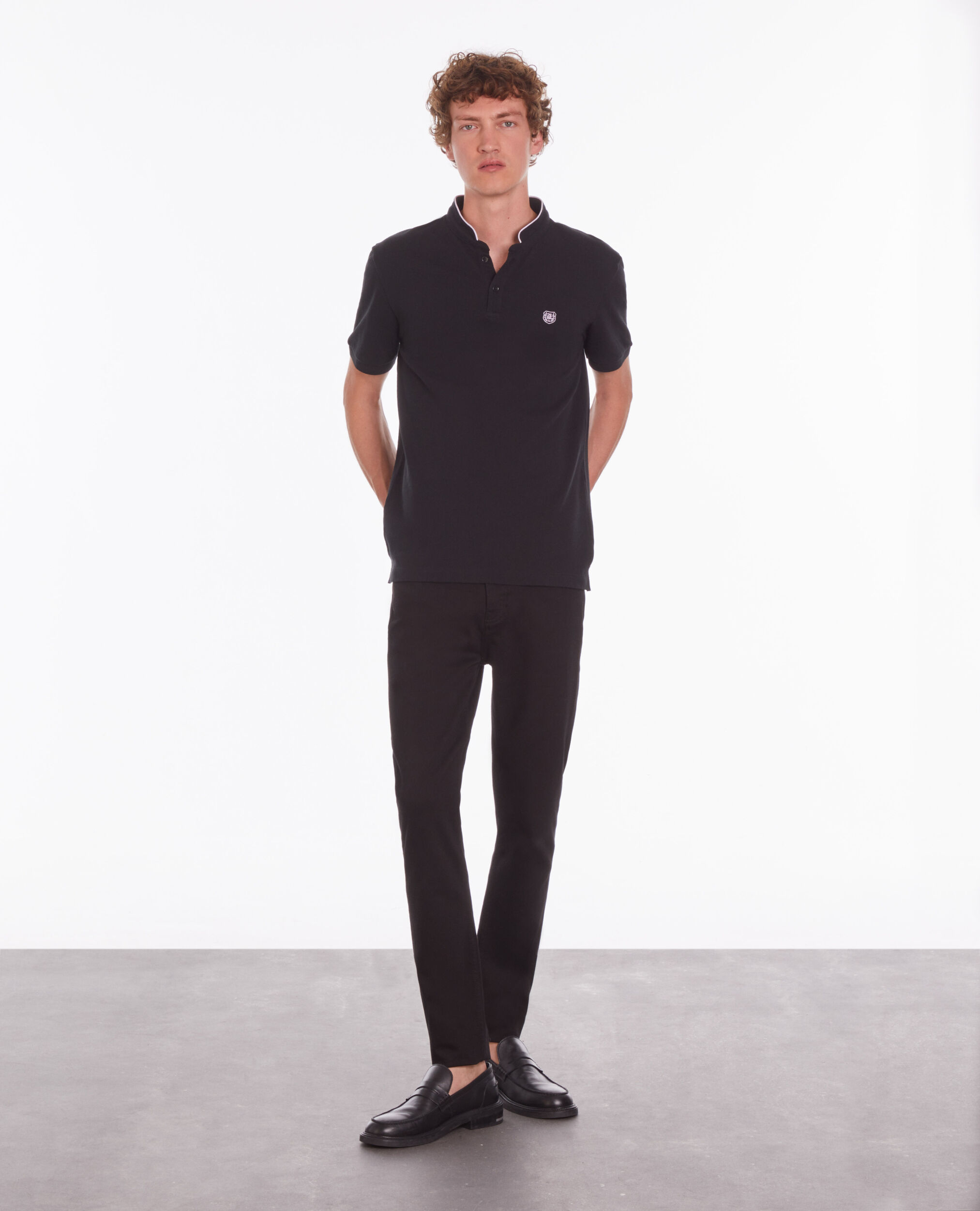 Polo noir en coton