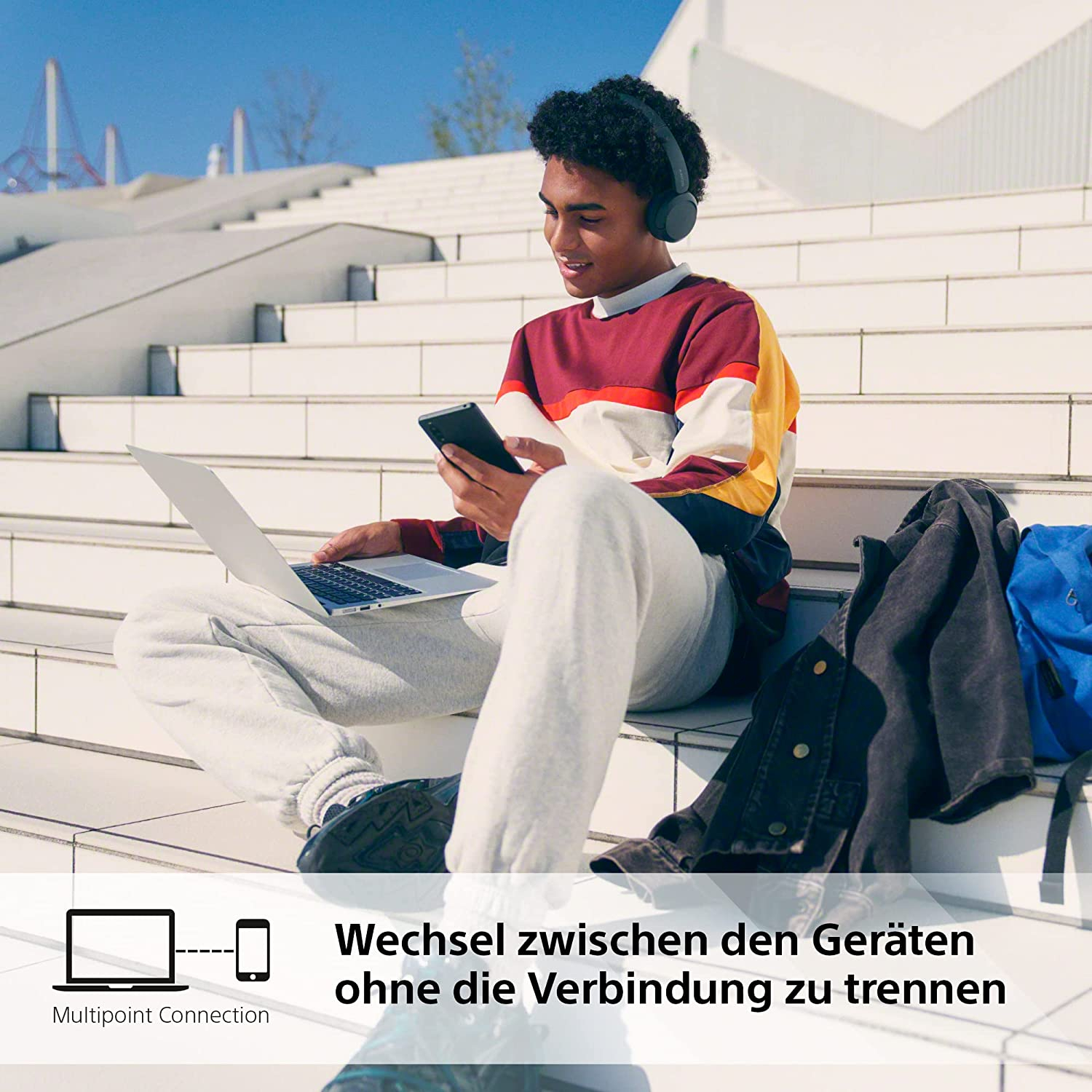 WH-CH520 Bluetooth 5.2 Kopfhörer On-Ear Headset mit Sprachsteuerung (WHCH520W.CE7) - Weiss