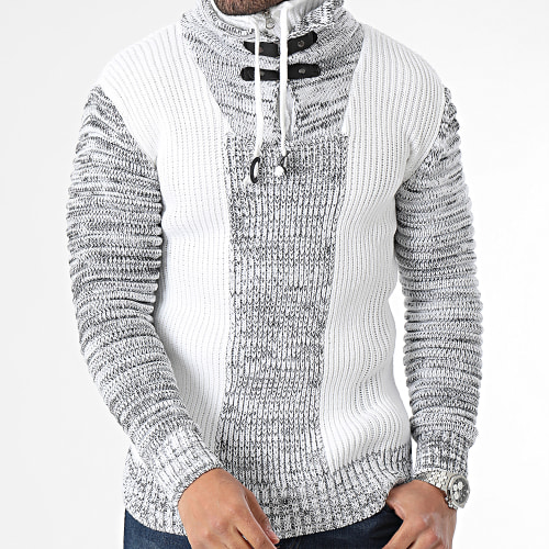 Pull Col Amplified Blanc Chiné