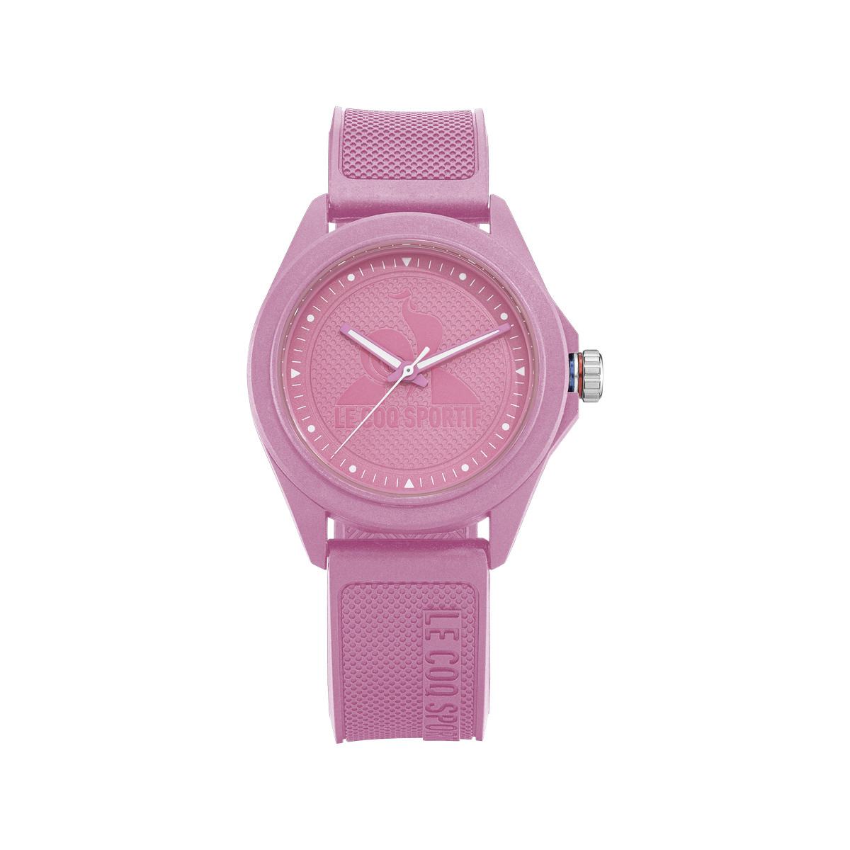 Montre LE COQ SPORTIF monochrome femme bracelet plastique rose