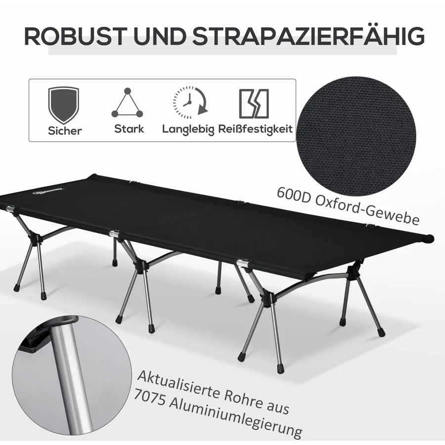 Outsunny Feldbett mit Tragetasche schwarz
