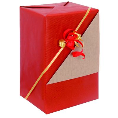 Logistipack - Papier cadeau kraft réversible - 70 cm x 50 m - 60 g/m² - rouge/brun
