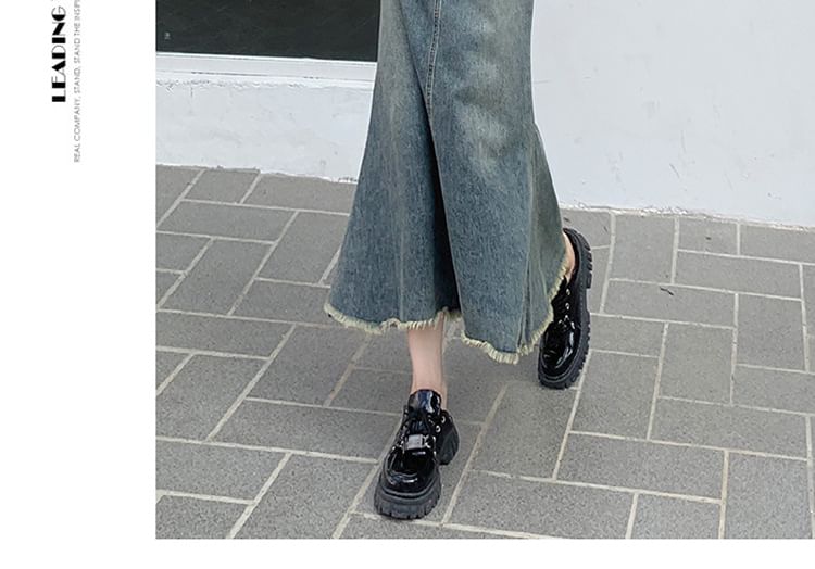 Denimot - Midi-rok met hoge taille en gewassen zoom en zeemeerminmotief