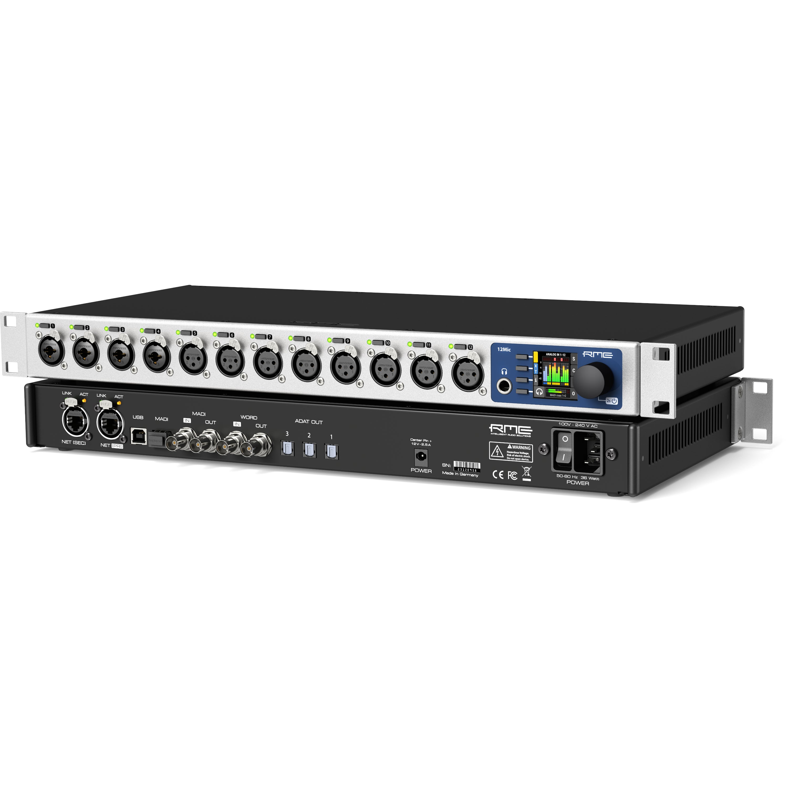 RME 12Mic-D 12-kanaals microfoon voorversterker met Dante