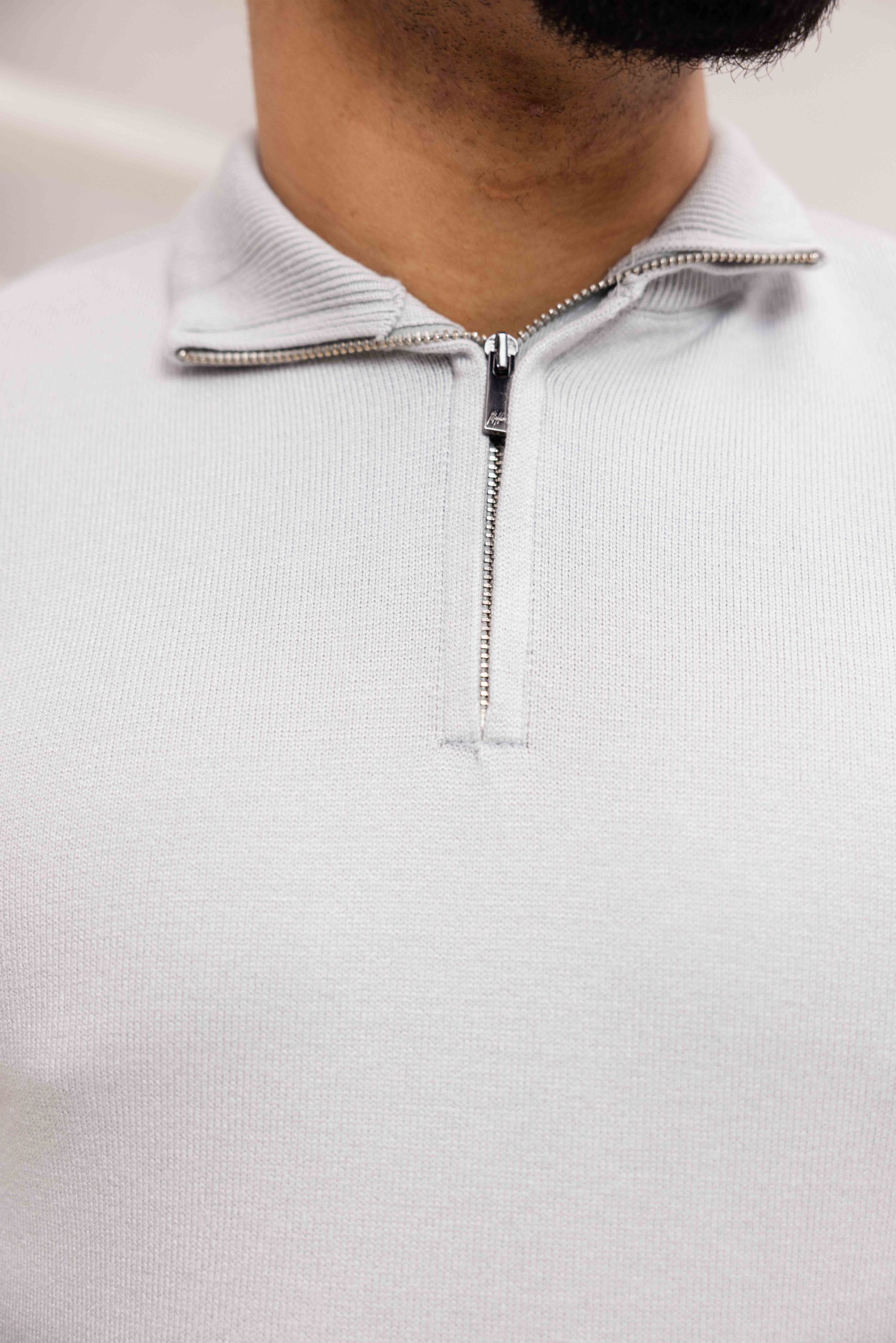 Malelions Knitted Quarter Zip Sweater Heren Lichtgrijs