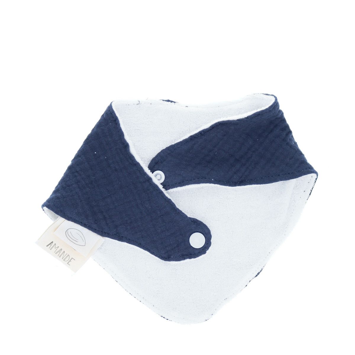 Bavoir bandana gaze de coton bleu foncé Amande