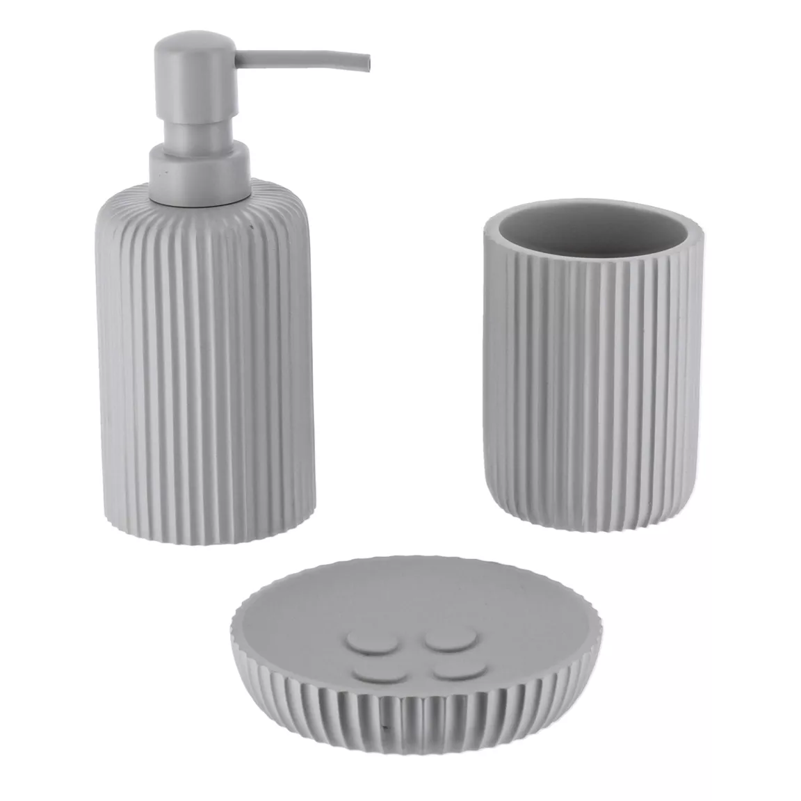 Set d'accessoires salle de bain résine Strié Gris clair