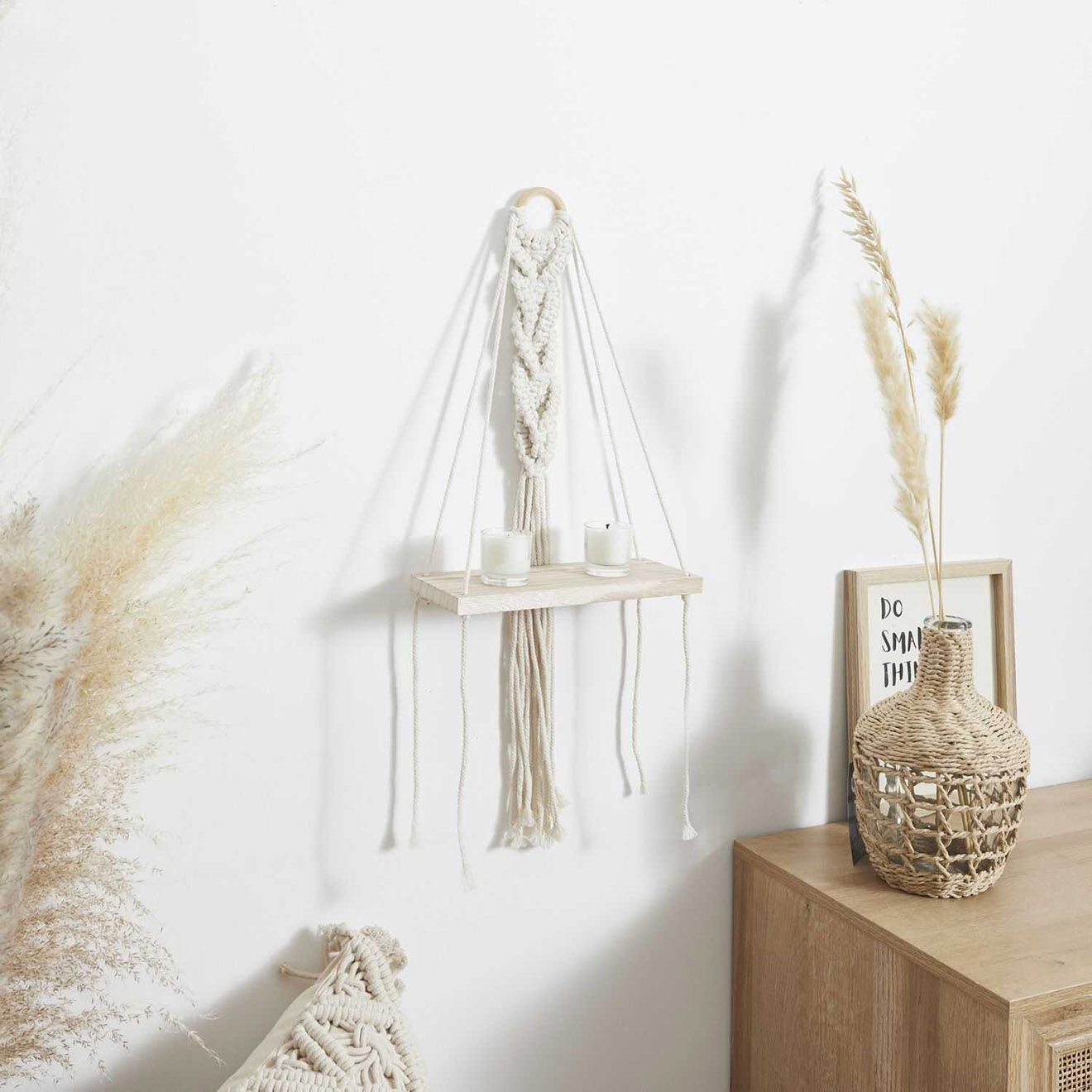 Home Deco Factory Etagère déco Boho beige/marron - 25x62.5x10 cm