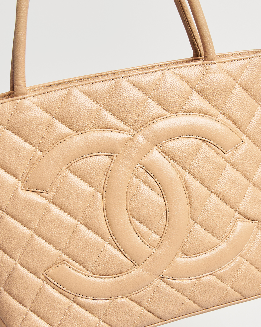 Chanel Pre-Owned Medallion Tote Bag Caviar Beige