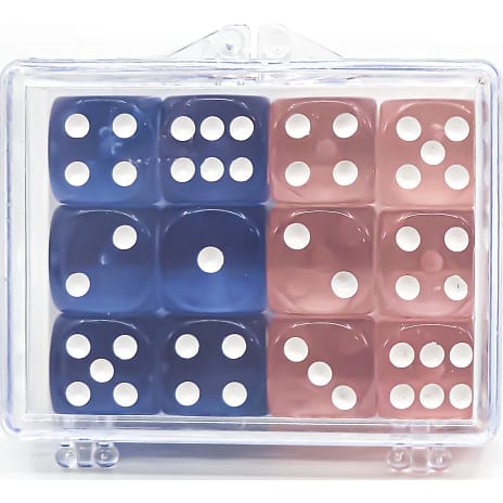 Games for fun transparente terninger rød/blå 12-pak