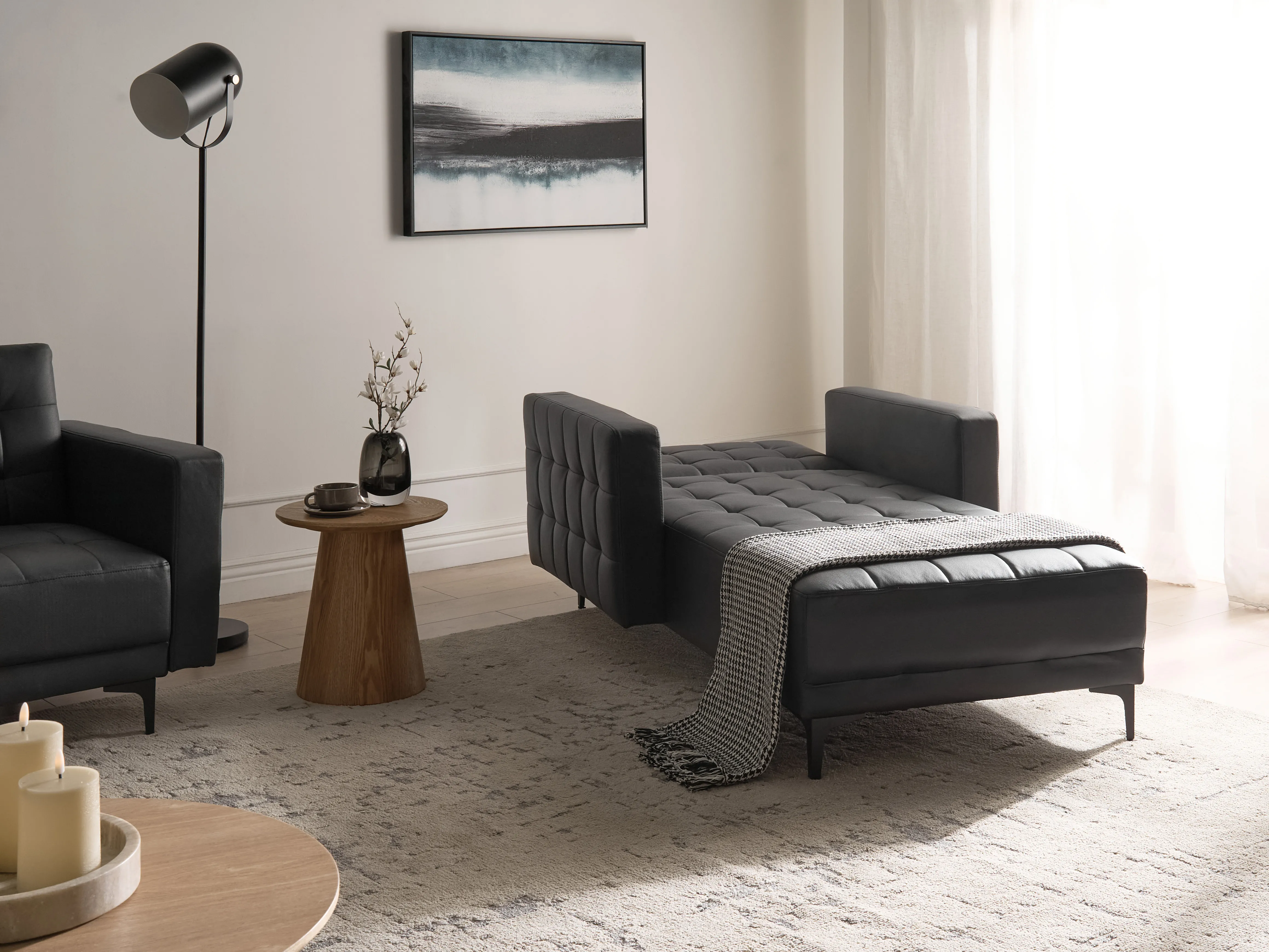 Chaise longue ABERDEEN Kunstleer Zwart