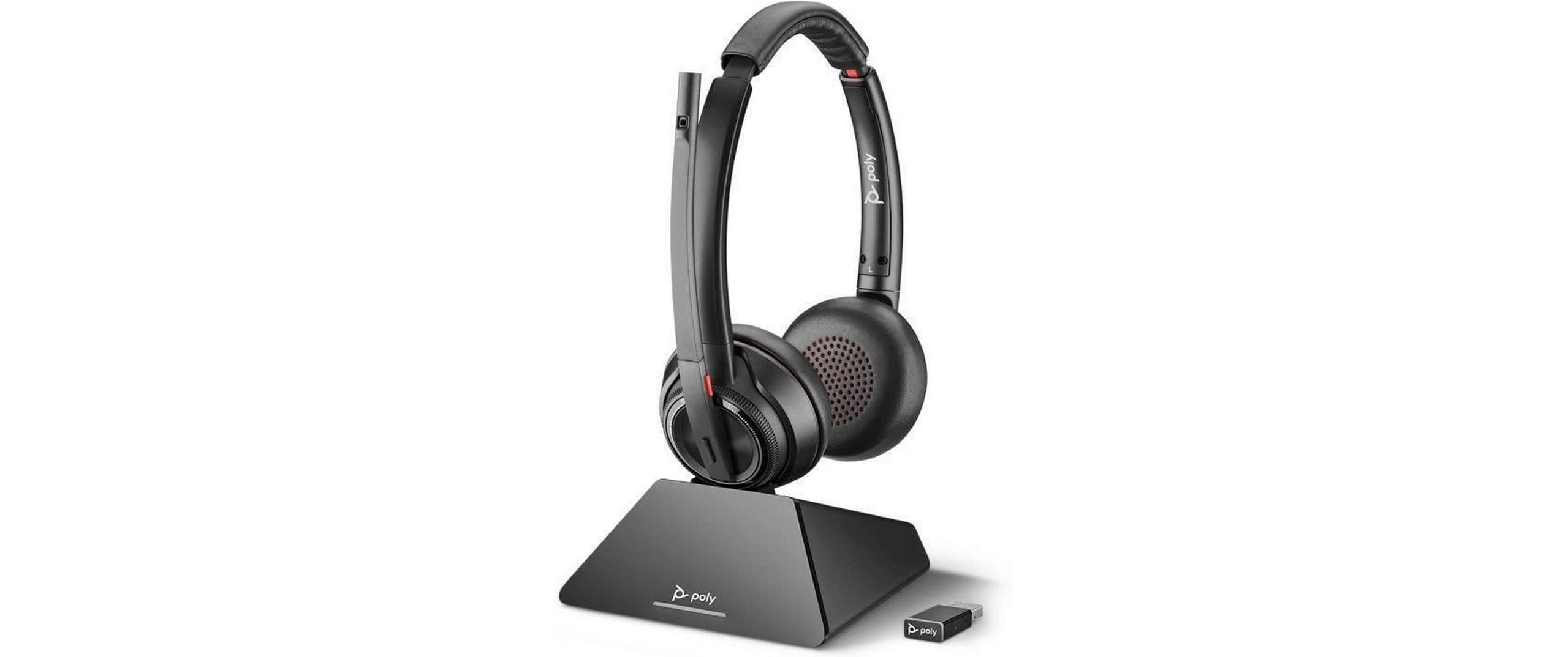 Headset Poly Savi 8220 UC Duo USB-A/C, D200<br>Headset für PC mit DECT Dongle und Ladestation